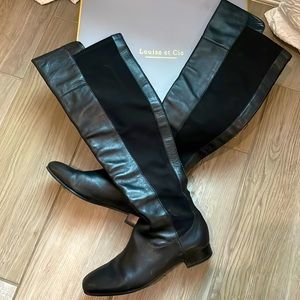 Black leather over the knee boots
